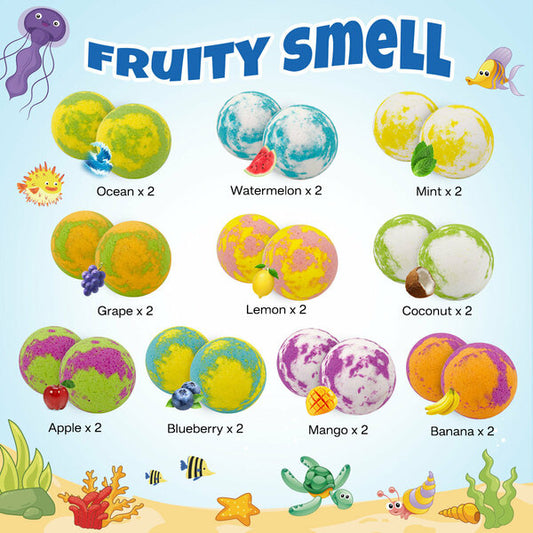 20 PCS of Bath Bombs for Kids with Sea animals inside