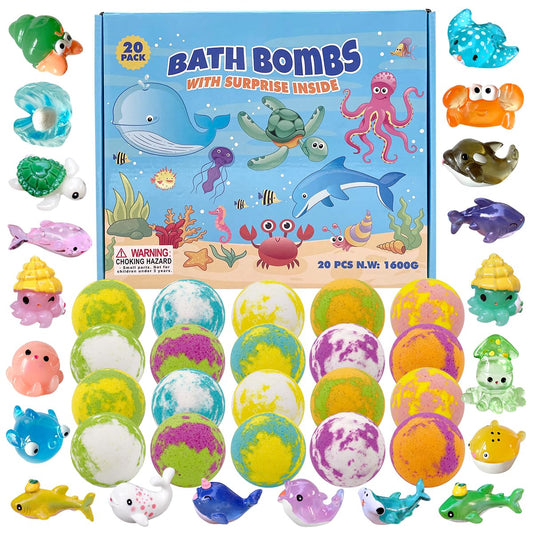 20 PCS of Bath Bombs for Kids with Sea animals inside