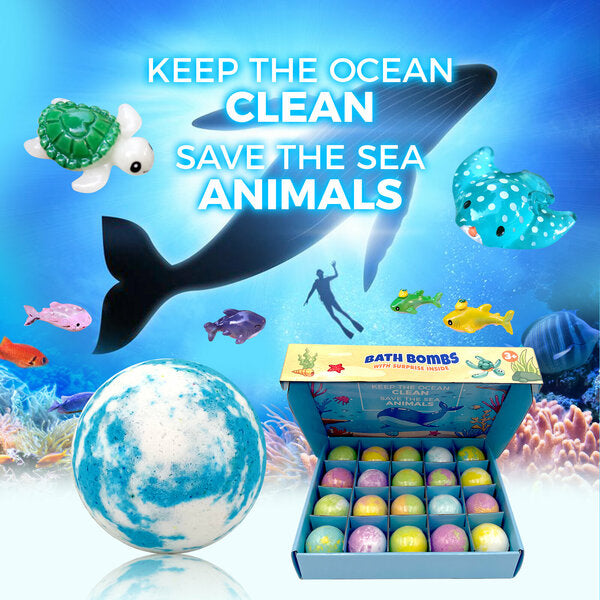 20 PCS of Bath Bombs for Kids with Sea animals inside